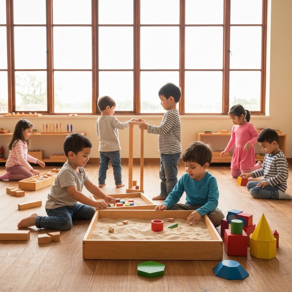 Children working with Montessori materials